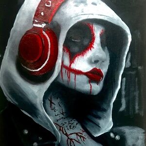 Red Headphones Art Print